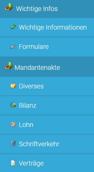 Ordnerliste im Mandantenportal